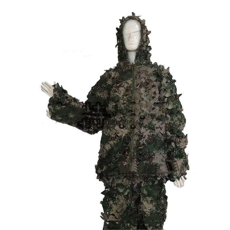 3D Maple Leaf Jungle Hunting Hooded Camouflage