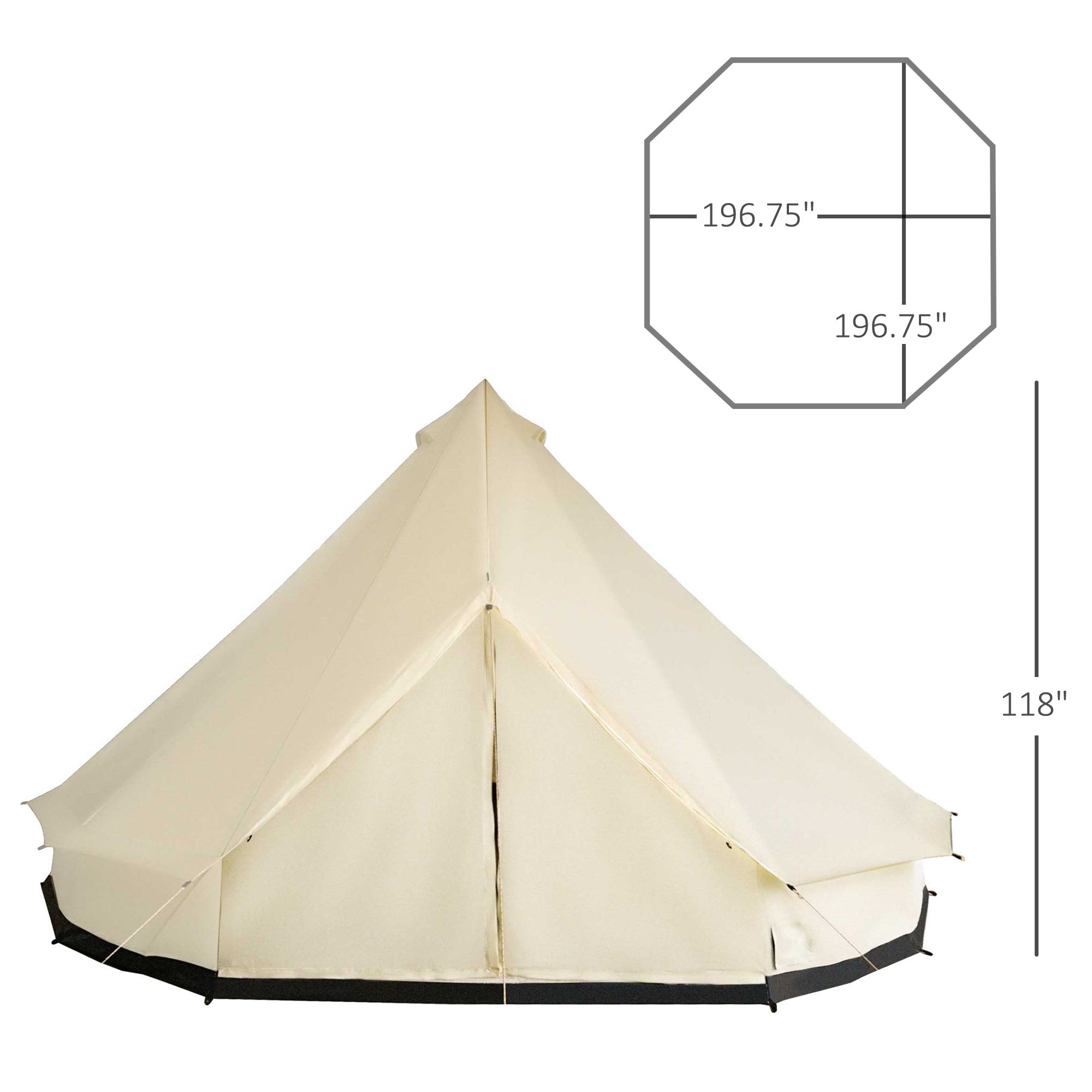 16.5’ x 16.5' x 10' 10-Person Waterproof Camping Tent Yurt with Unique Style