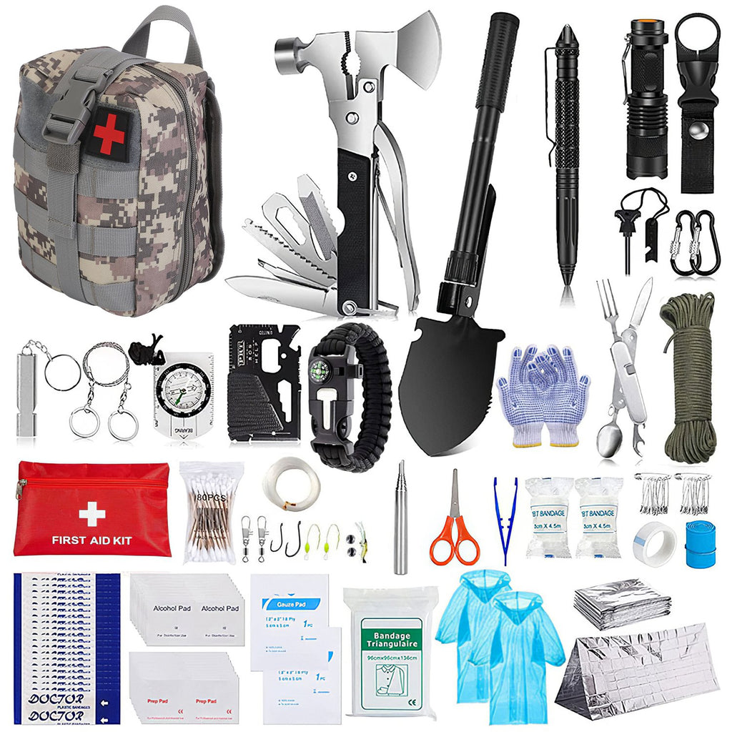 125Pcs Survival Kits Professional Emergency Survival Gear Tactical First Aid Kit Supplies For Outdoor Adventure Camping Hiking Hunting